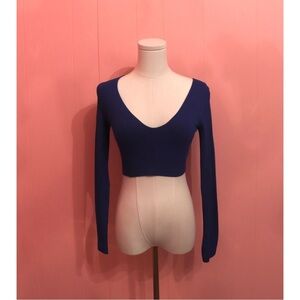 Garage Blue Women's V-Neck Crop Top